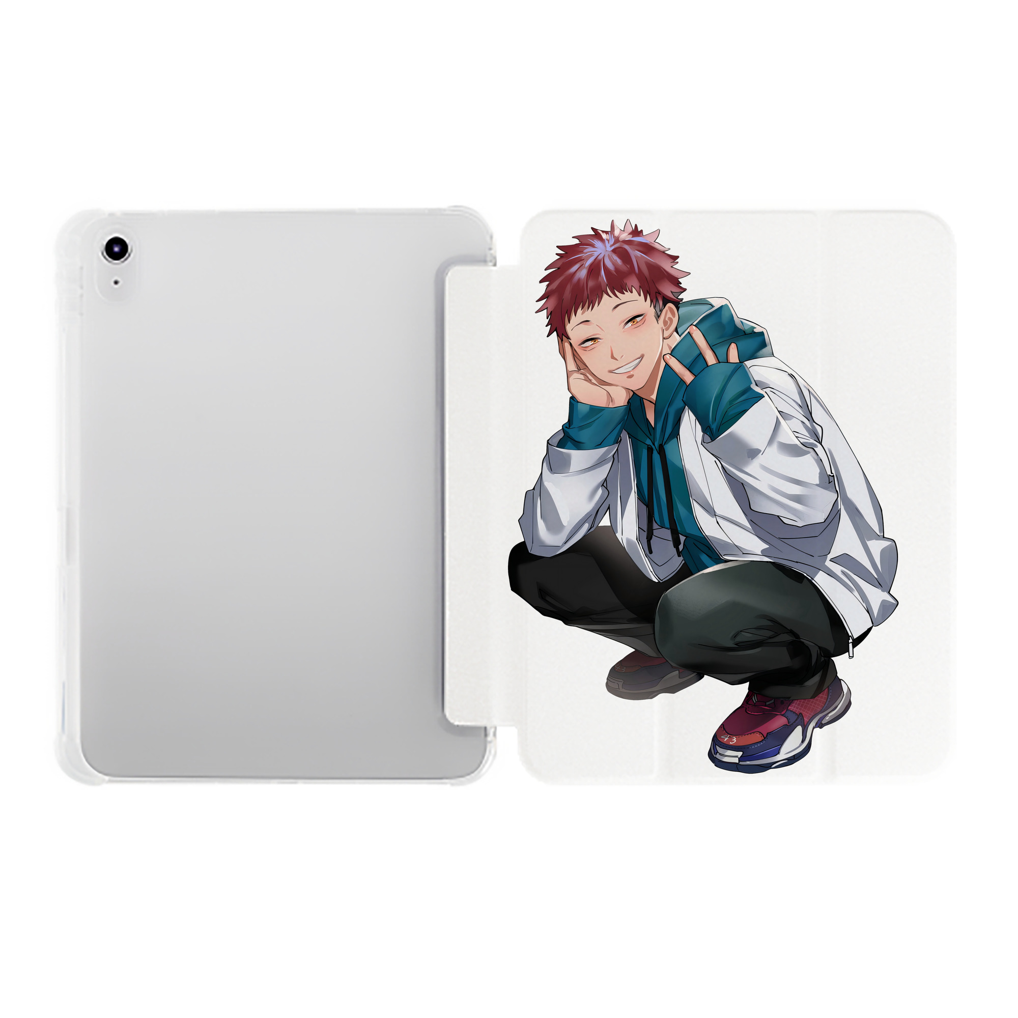 （画像用） 呪術廻戦 Jujutsu Kaisen IPad ケース ペン収納付き 三つ折りスタンド PUレザー×シリコン 対応機種9.5/10.5/10.9インチ